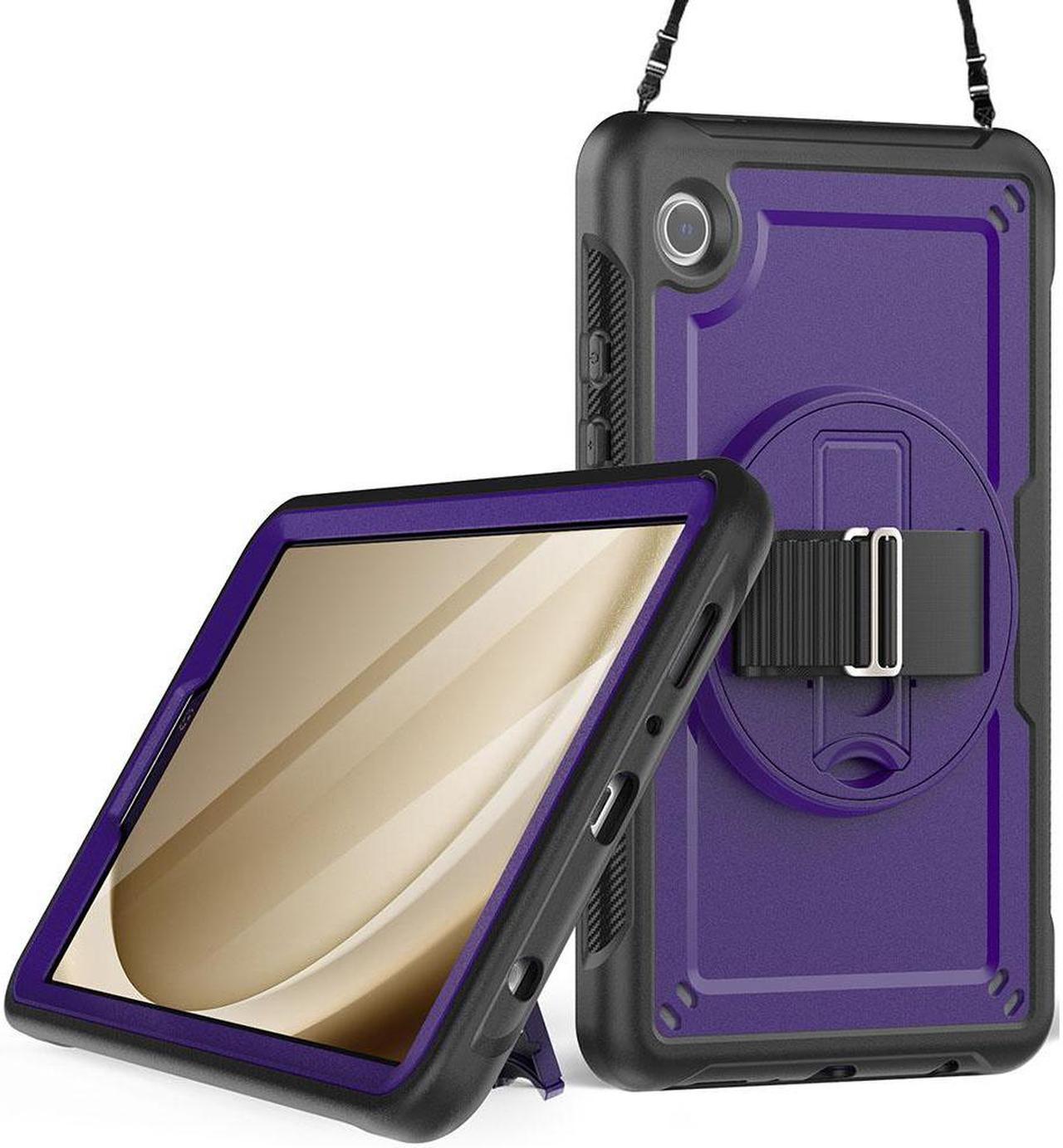 BONAEVER Case for Samsung Galaxy Tab A9 8.7 Inch 2023 Model SM-X110/X115/X117 Shockproof Protective Cover with Screen Protector Kickstand Hand/Shoulder Strap Pen Holder Purple