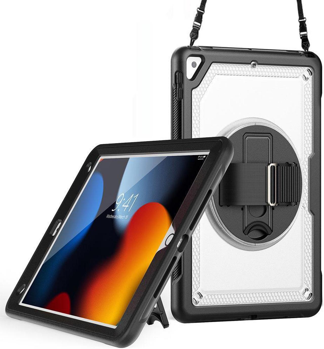 BONAEVER Case for iPad 10.2 inch 2021 2020 2019 9th 8th 7th Generation iPad Air 3 10.5 Pro 10.5 inch with Screen Protector, Foldable Stand, Pencil Holder, Shockproof Rugged Protective Cover Clear