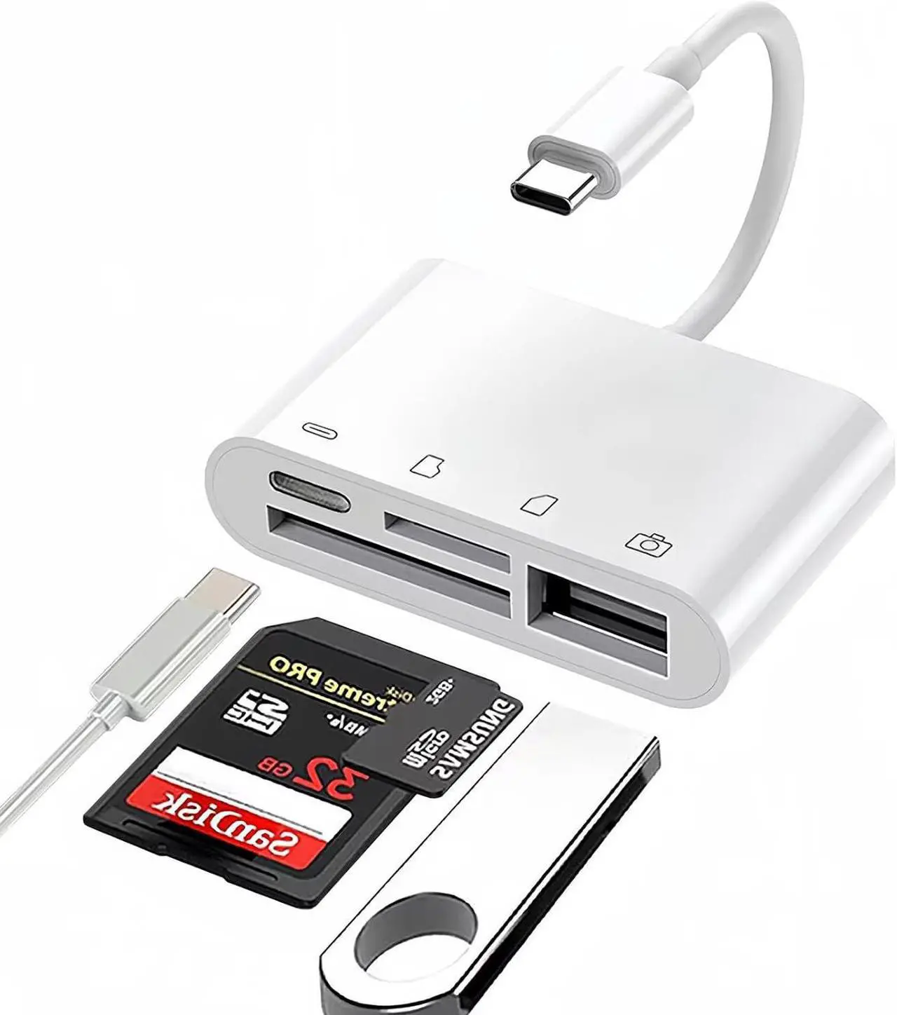 Main image of USB C to SD/Micro SD Card Reader, 4 in 1 USB-C to Camera Memory Card Adapter with Charging Port for iPhone 15/ iPad Pro, USB 3.0 Female OTG Adapter for iPad Air/MacBook/Samsung Galaxy