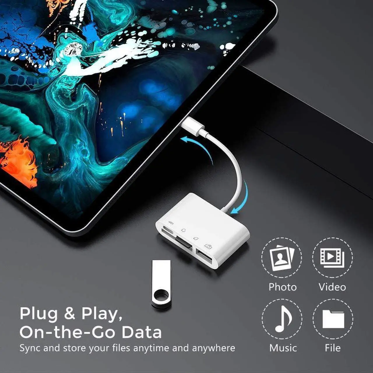 Alt view image 2 of 7 - USB C to SD/Micro SD Card Reader, 4 in 1 USB-C to Camera Memory Card Adapter with Charging Port for iPhone 15/ iPad Pro, USB 3.0 Female OTG Adapter for iPad Air/MacBook/Samsung Galaxy