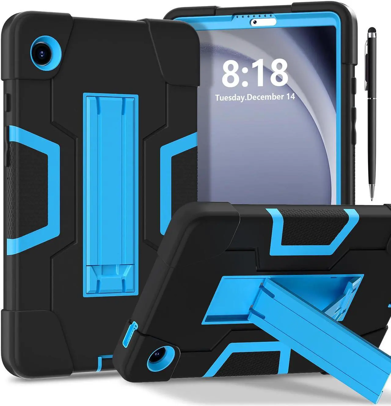 Main image of BONAEVER Case for Samsung Galaxy Tab A9 8.7 Inch 2023 SM-X110/X115/X117 with Kickstand, Heavy Duty Shockproof Protective Cover with Stylus Pen Blue