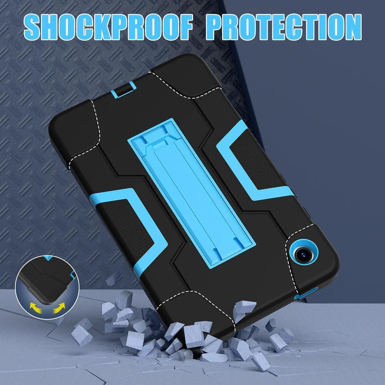 Alt view image 6 of 7 - BONAEVER Case for Samsung Galaxy Tab A9 8.7 Inch 2023 SM-X110/X115/X117 with Kickstand, Heavy Duty Shockproof Protective Cover with Stylus Pen Blue