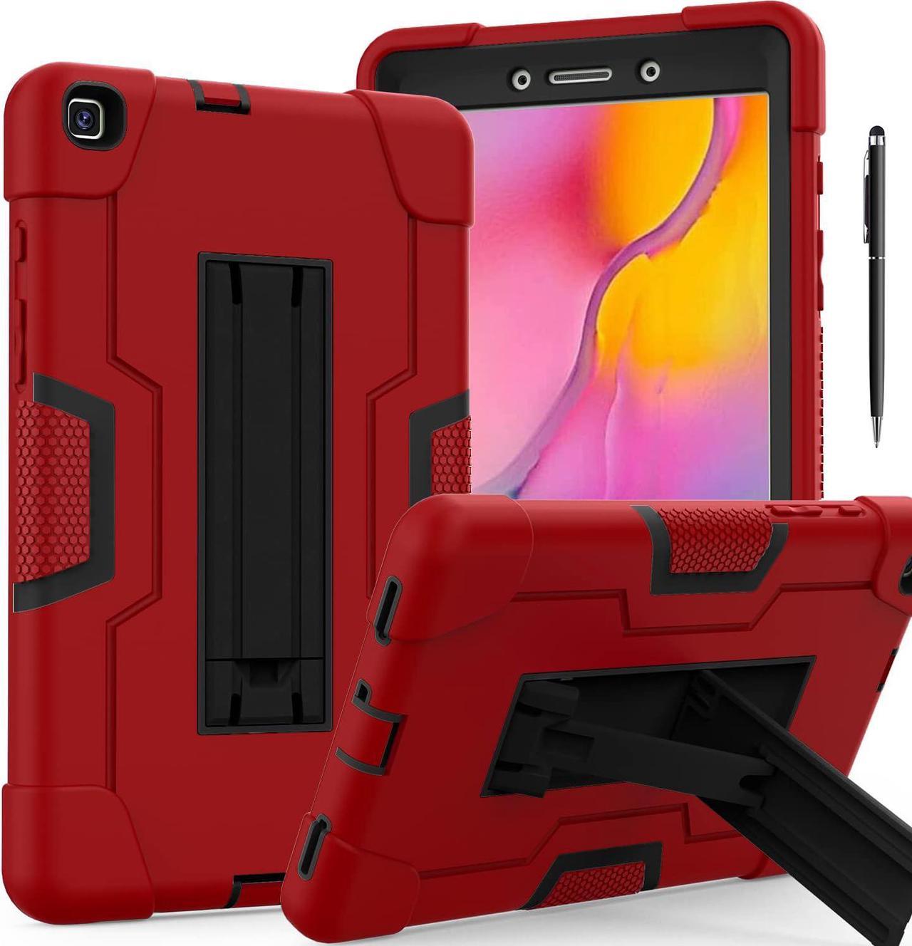 BONAEVER Case for Samsung Galaxy Tab A 8.0 Inch Tablet 2019 Model T290/T295/T297 with Kickstand, Heavy Duty Shockproof Protective Cover with Stylus Pen Red