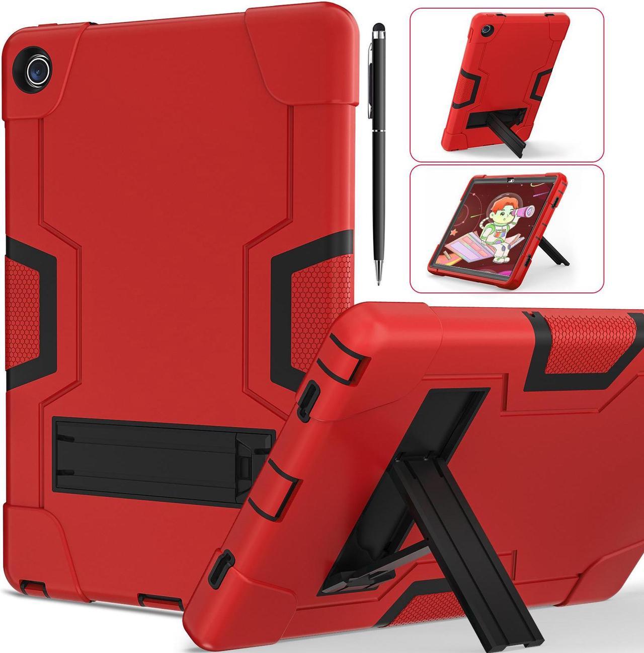 BONAEVER Case for Lenovo Tab M10 Plus 3rd Gen 10.6 Inch 2022 with TB-125FU TB-128FU TB-128XU with Kickstand, Heavy Duty Shockproof Protective Cover with Stylus Pen Red