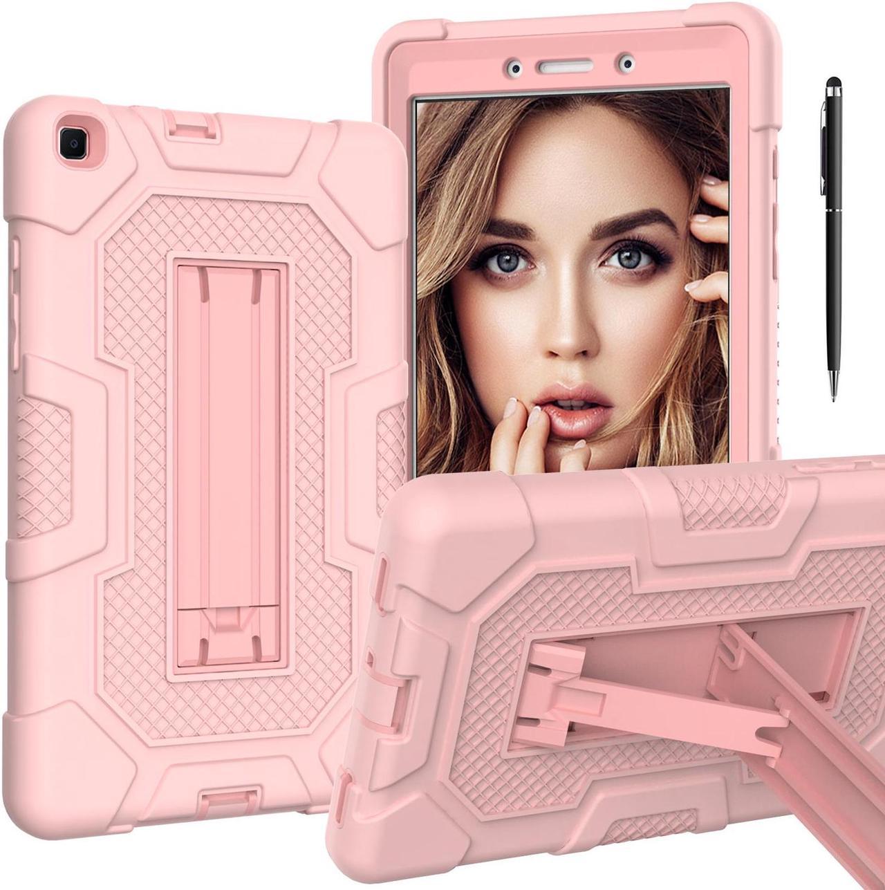 BONAEVER Case for Samsung Galaxy Tab A 8 inch 2019 Release SM-T290 / SM-T295 / SM-T297 with Kickstand, Heavy Duty Shockproof Protective Cover with Stylus Pen Rose Gold