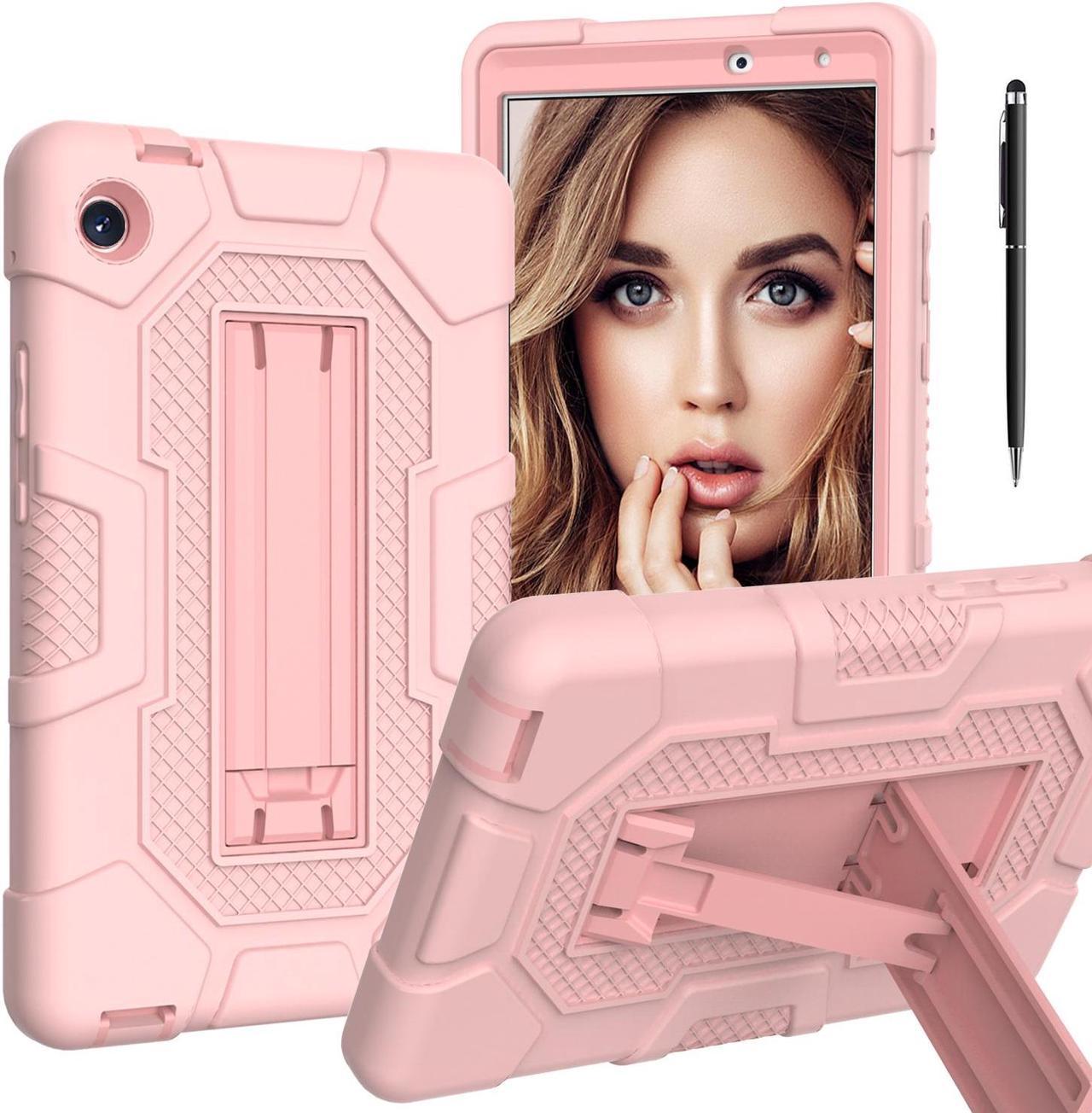 BONAEVER Case for Huawei MatePad T8 8 Inch 2020 with Kickstand, Heavy Duty Shockproof Protective Cover with Stylus Pen Rose Gold