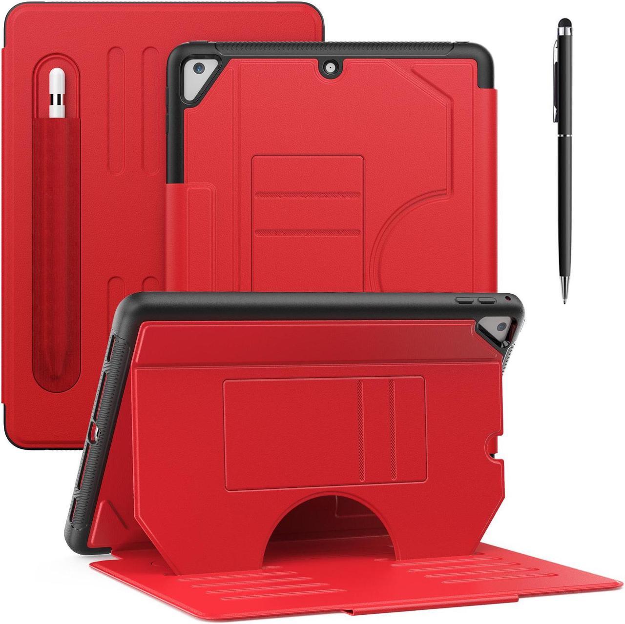 BONAEVER Case For iPad 9.7 inch 6th/5th Generation 2018/2017, iPad Air 2 / iPad Pro 9.7, Smart Magnetic Auto Sleep Shockproof Cover with Multi-Angles Stand, Pen Holder, Card Slot Red