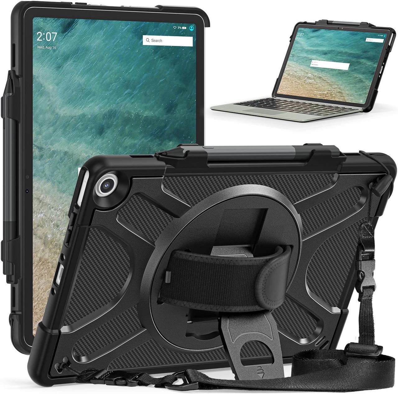 For Amazon Fire Max 11 Case 11" (13th Generation 2023 Release), Rugged Protective Fire Max 11 Tablet Cover with Rotating Hand/Shoulder Strap & Stand, Pen Holder, Compatible with Type Cover Keyboard