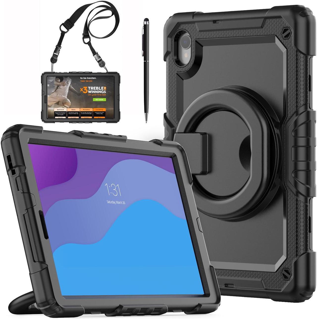 BONAEVER Case for Lenovo Tab M10 HD 2nd Gen 10.1 Inch 2020 TB-X306 TB-X306F TB-X306X with Screen Protector Shockproof Protective Cover with Pen Holder Stand and Shoulder Strap Stylus Pen