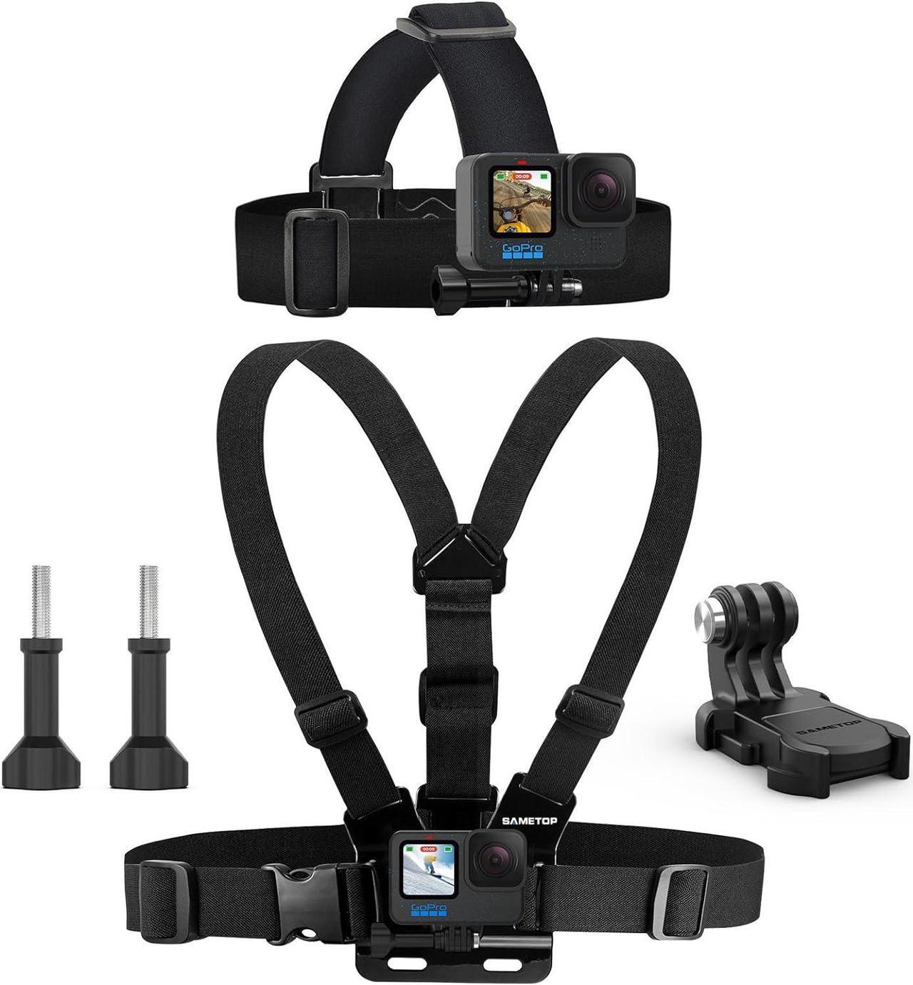 BONAEVER Head Mount Strap Chest Mount Harness Chesty Kit Compatible with GoPro Hero 12, 11, 10, 9, 8, 7, 6, 5, 4, Session, 3+, 3, 2, 1, Hero (2018), Fusion, Max, DJI Osmo Action Cameras