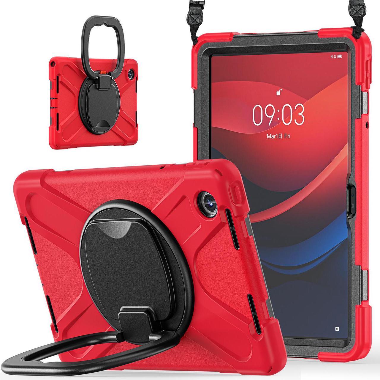 BONAEVER Case for Lenovo Tab M11 11 inch 2024 Model TB330FU TB330XU TB-331FC Protective Cover with S Pen Holder Stand Hand/Shoulder Strap Red