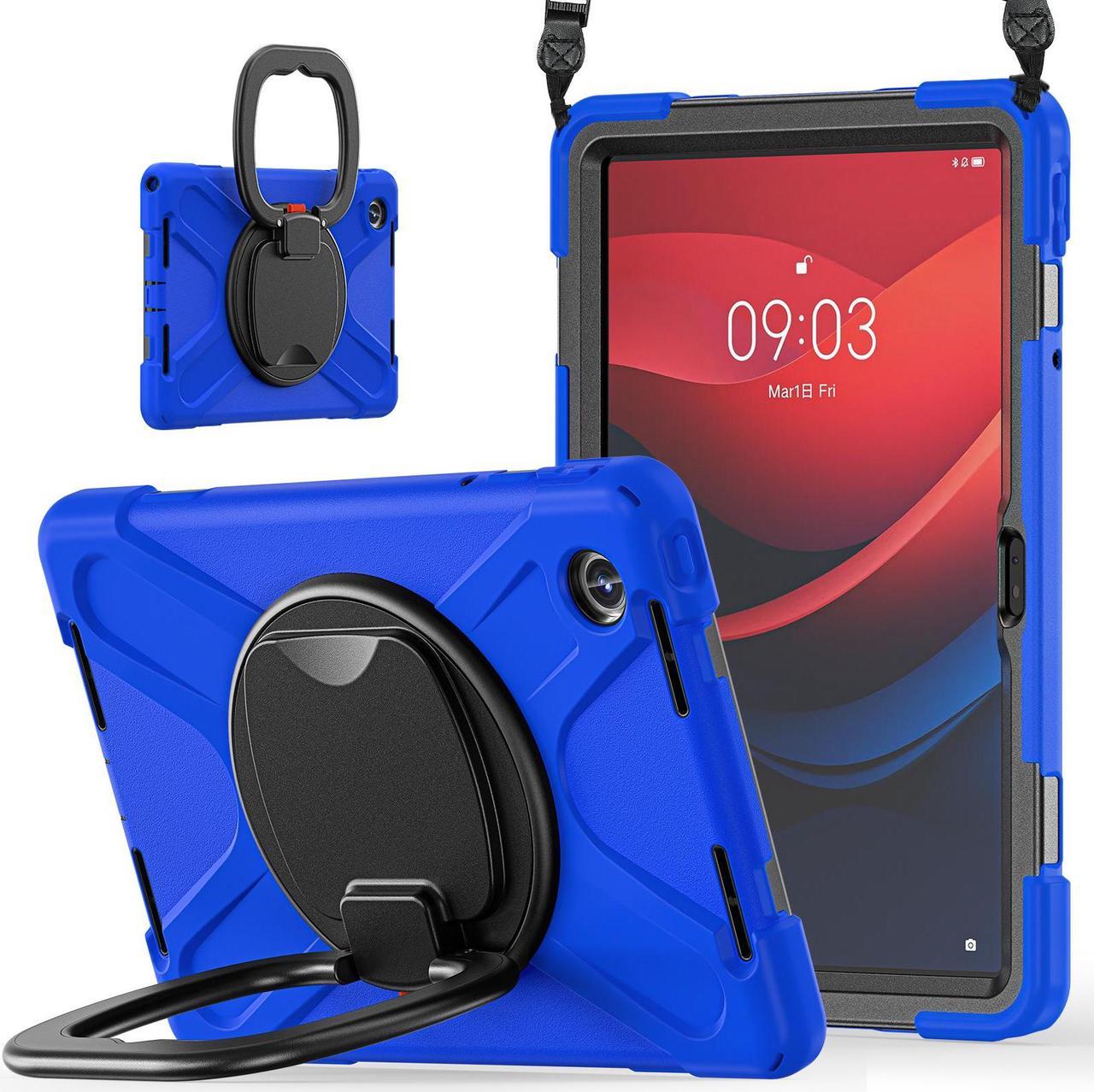 BONAEVER Case for Lenovo Tab M11 11 inch 2024 Model TB330FU TB330XU TB-331FC Protective Cover with S Pen Holder Stand Hand/Shoulder Strap Blue