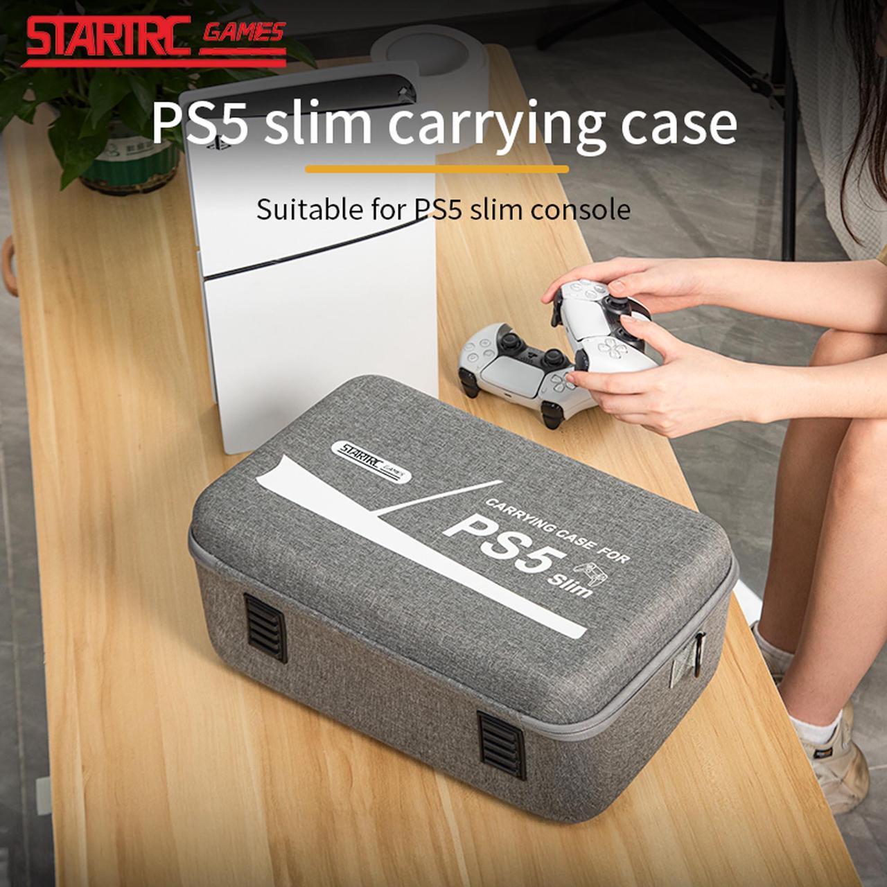 Alt view image 2 of 6 - Carrying Case Compatible with PS5 Slim, Hard Shell Travel Case for Playstation 5 Slim Console Controller, Large Capacity Protective Storage Bag for VR Games Accessories