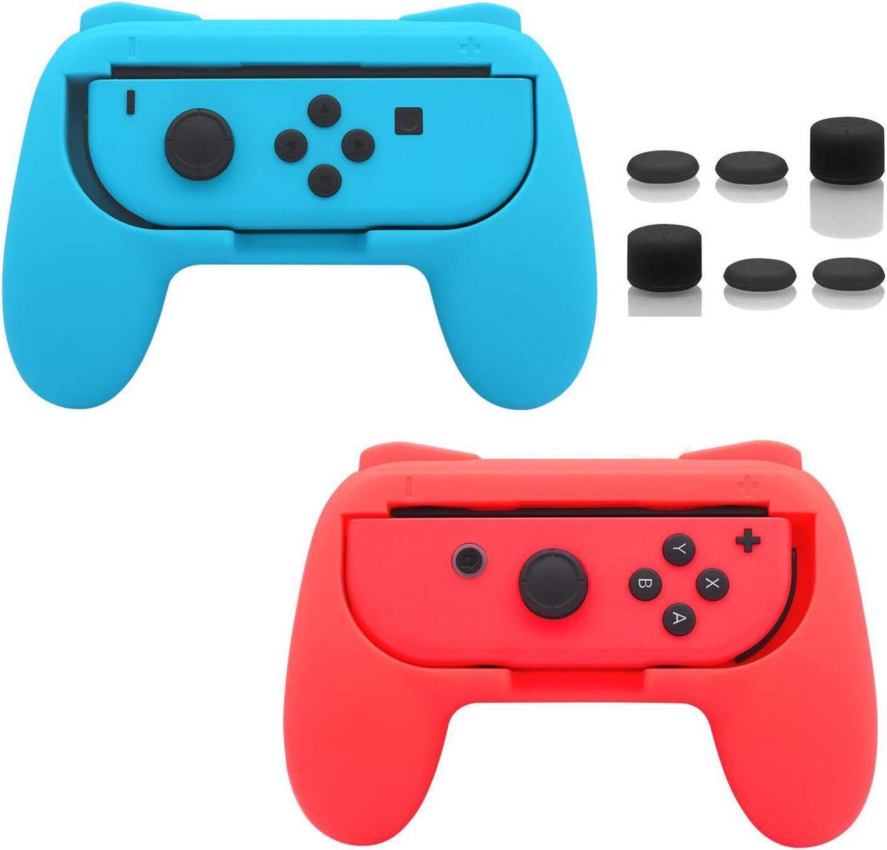 BONAEVER Grips for Nintendo Switch Joy-Con, Wear-resistant Handle Kit for Switch Joy Cons Controller, 2 Pack Blue/Red