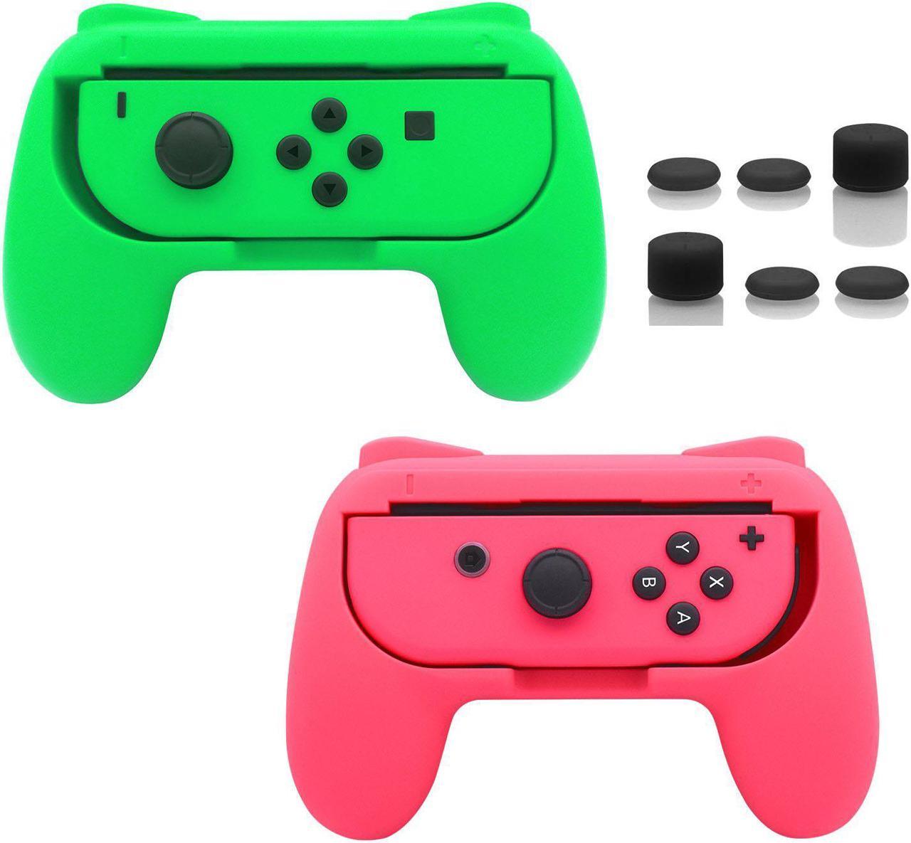 BONAEVER Grips for Nintendo Switch Joy-Con, Wear-resistant Handle Kit for Switch Joy Cons Controller, 2 Pack Pink/Green