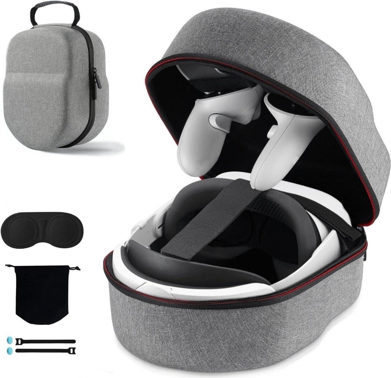 BONAEVER Hard Carrying Case for Oculus Quest 2/Meta Quest 3/Vision Pro/Pico 4 VR Headset, Compatible with Elite Strap/Kiwi Design/BOBOVR Head Strap, Full Protection for Travel and Storage