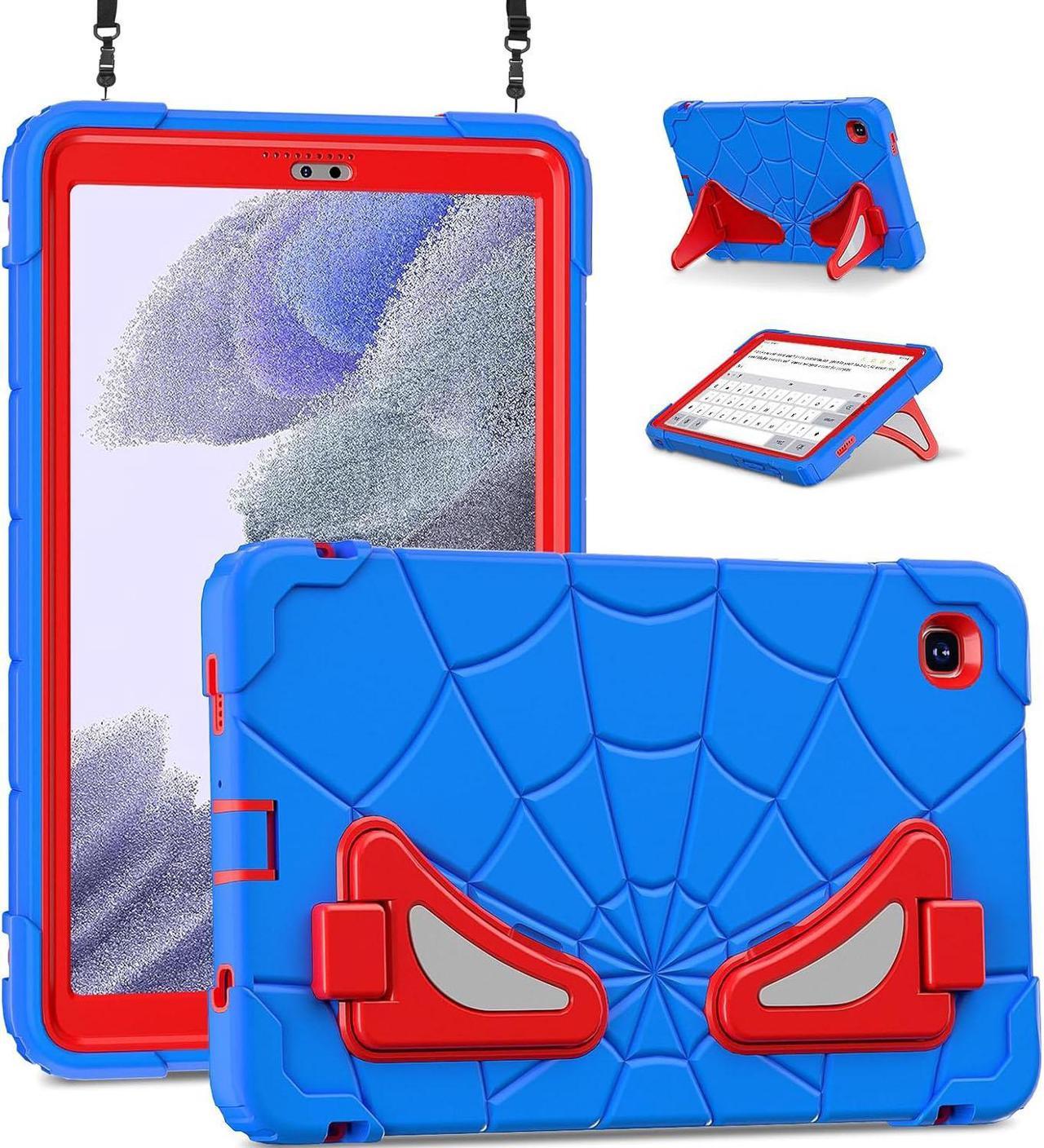 BONAEVER Tablet Case For Samsung Galaxy Tab A7 Lite 8.7 inch 2021 SM-T220/T225/T227 With Stand, Shoulder Strap, Thickned Cornor Impact Protection Cover for Kids Boys Children Blue/Red