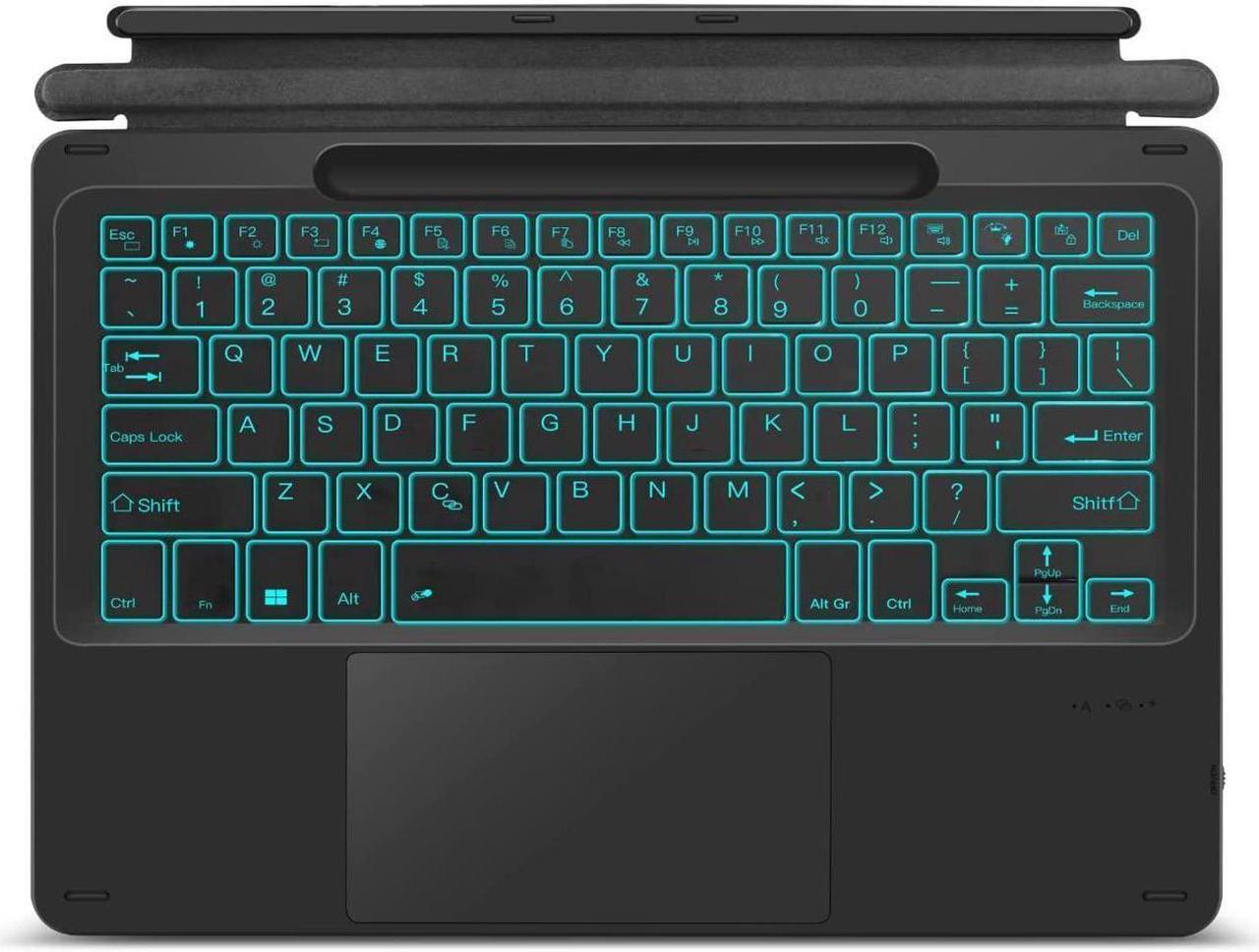 BONAEVER Type Cover for 13 inch Microsoft Surface Pro 10 / Pro 9 / Pro 8 / Pro X Wireless Thin Bluetooth Keyboard with Trackpad, 7 Colors Backlit Pencil Holder