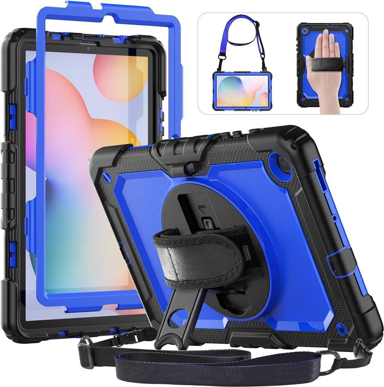 BONAEVER Samsung Galaxy Tab S6 Lite Case 10.4 inch 2024/2022/2020 with Screen Protector, Pen Holder,Heavy Duty Case for S6 Lite Tablet SM-P620/P625/P610/P613/P619 with Stand Hand Shoulder Strap Blue