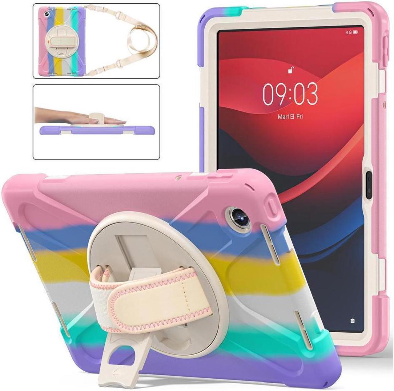 BONAEVER Case for Lenovo Tab M11 11 inch 2024 / Lenovo Tab K11 LTE 11 inch 2024 Model TB330FU TB330XU TB-331FC Protective Cover with S Pen Holder Stand Hand/Shoulder Strap Pink/White