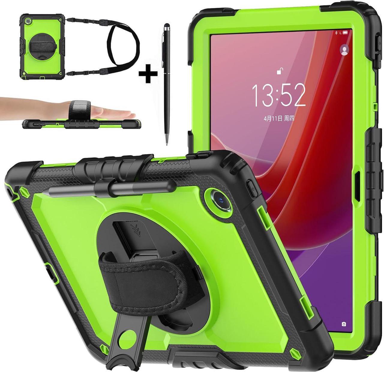 BONAEVER Case for  Lenovo Tab M11 2024 TB330FU TB330XU TB-331FC Shockproof Protective Cover with Screen Protector Rotating Stand and /Shoulder Strap Pen Holder Green