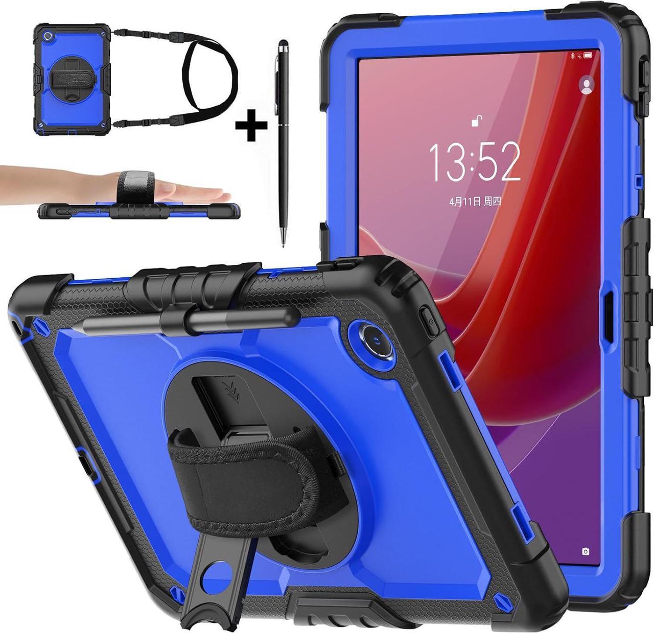 BONAEVER Case for  Lenovo Tab M11 2024 TB330FU TB330XU TB-331FC Shockproof Protective Cover with Screen Protector Rotating Stand and /Shoulder Strap Pen Holder Blue