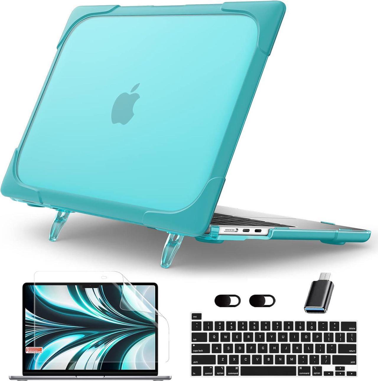 BONAEVER for New MacBook Air 13.6 inch Case 2022 2023 2024 Release Model A2681 M2 A3113 M3, Heavy Duty Shockproof Protective Hard Shell with Fold Kickstand & Keyboard Cover Screen Protector Blue