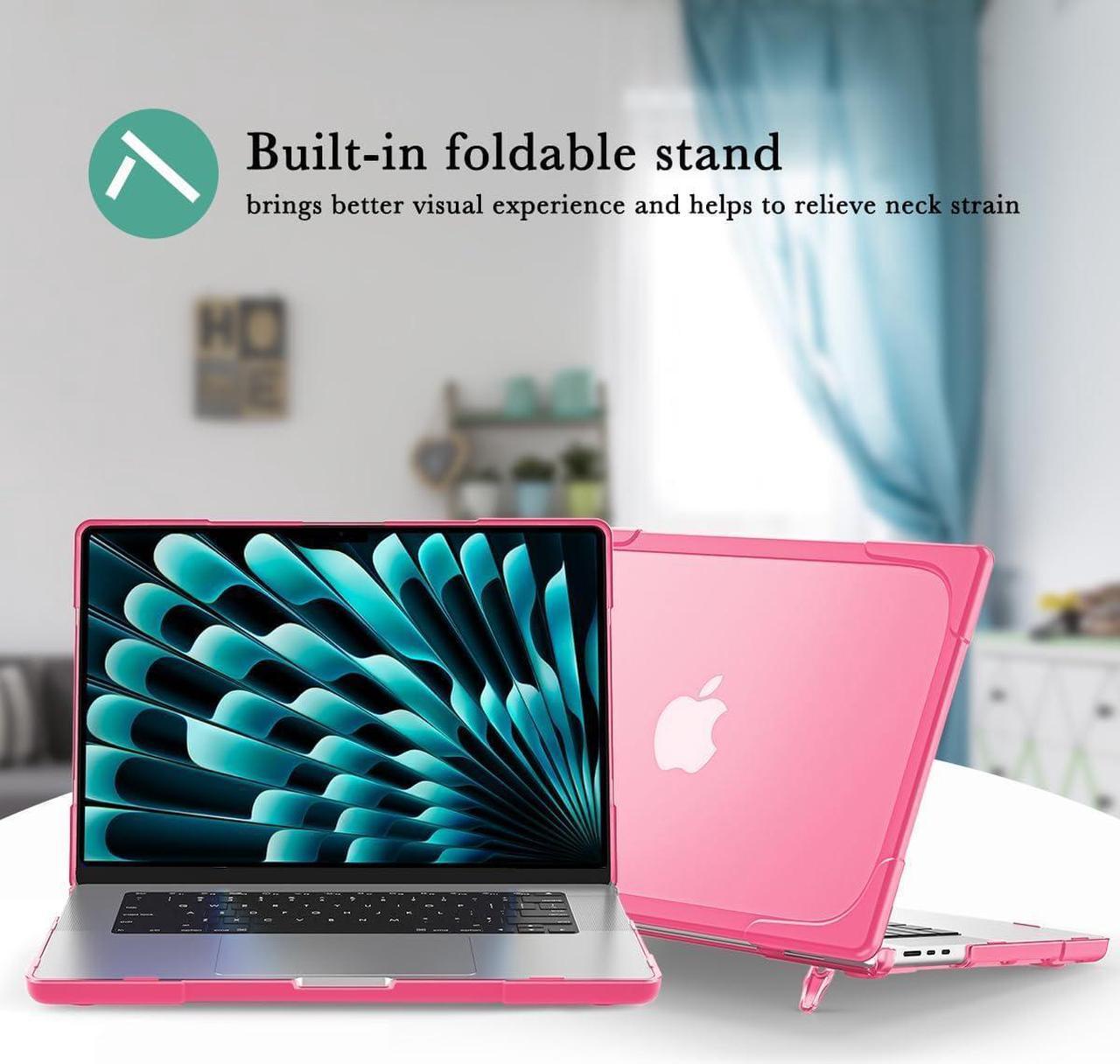Alt view image 2 of 7 - BONAEVER for MacBook Air 13.6 inch Case 2025 2024 2022 Model M4 A3240 A2681 M2 A3113 M3, Heavy Duty Shockproof Protective Hard Shell with Fold Kickstand & Keyboard Cover Screen Protector