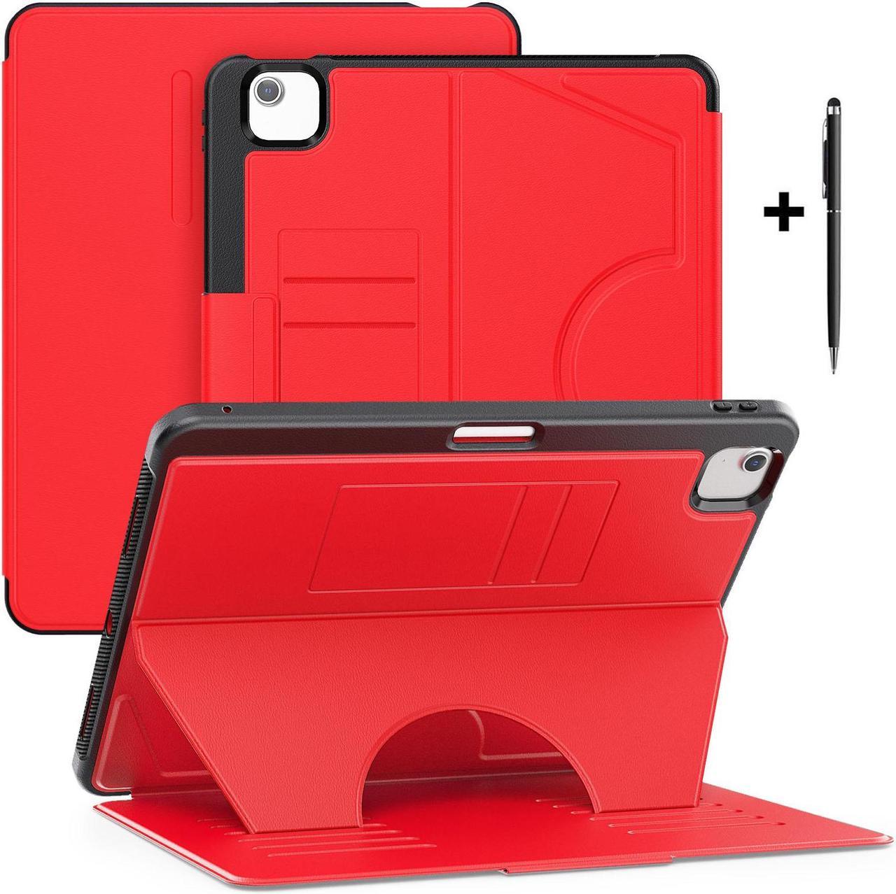 BONAEVER Case For iPad Air 13 inch M2 2024 A2898 A2899 A2900, Smart Magnetic Auto Sleep Shockproof Cover with Multi-Angles Stand, Pen Holder, Card Slot Red