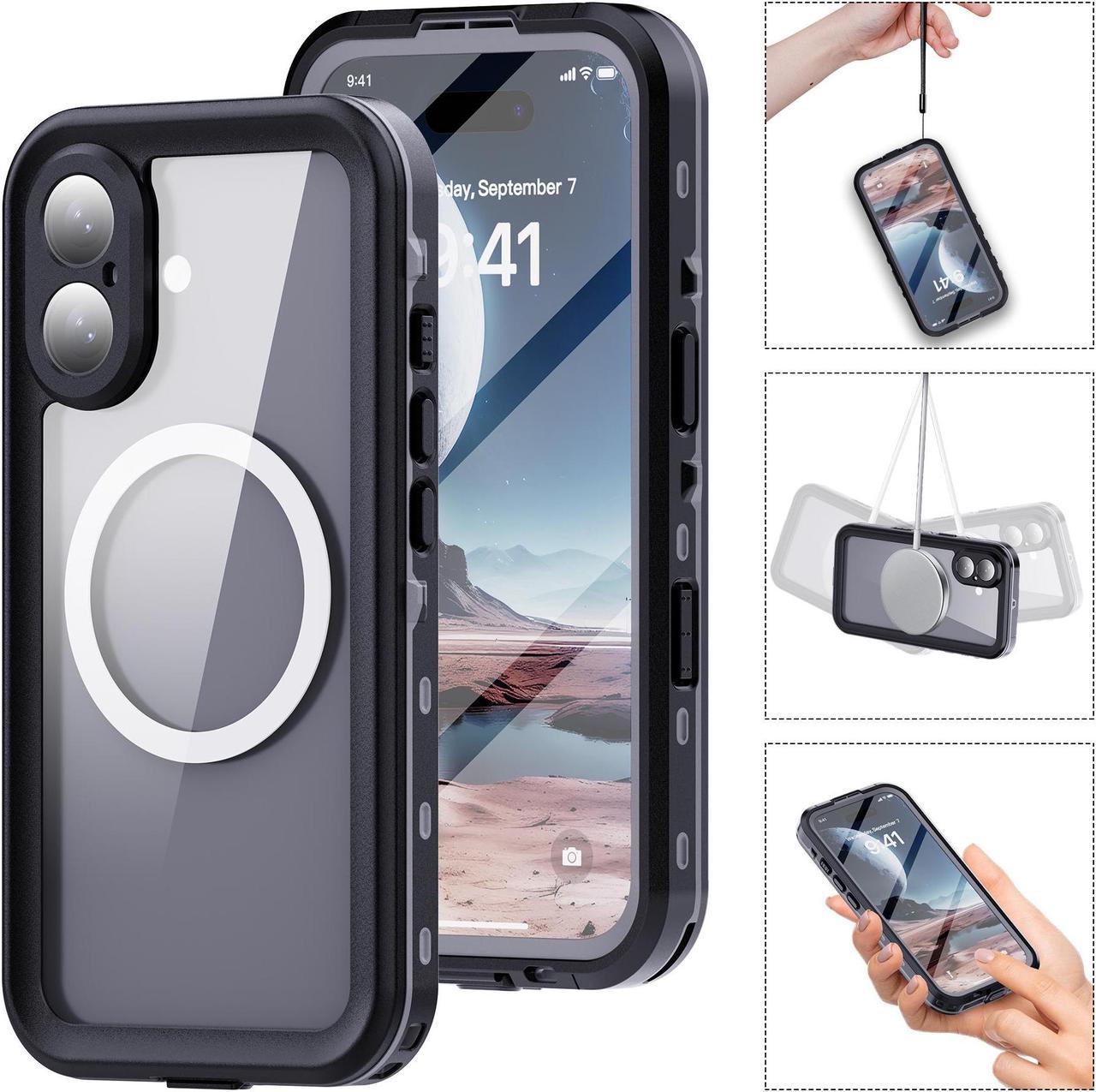 BONAEVER for iPhone 16 Case Waterproof, Compatible with Magsafe Magnetic Protective Case, Shockproof Dustproof Phone Cover with Screen Protector