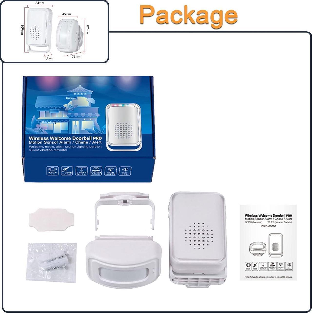 Alt view image 7 of 7 - BONAEVER Motion Sensor Detector Door Chime for Business Store Entry Alert, Welcome Buzzer Monitor Doorbell Alarm for Home Elderly, LED Indicators & Vibration (1 Sensor & 1 Receiver)