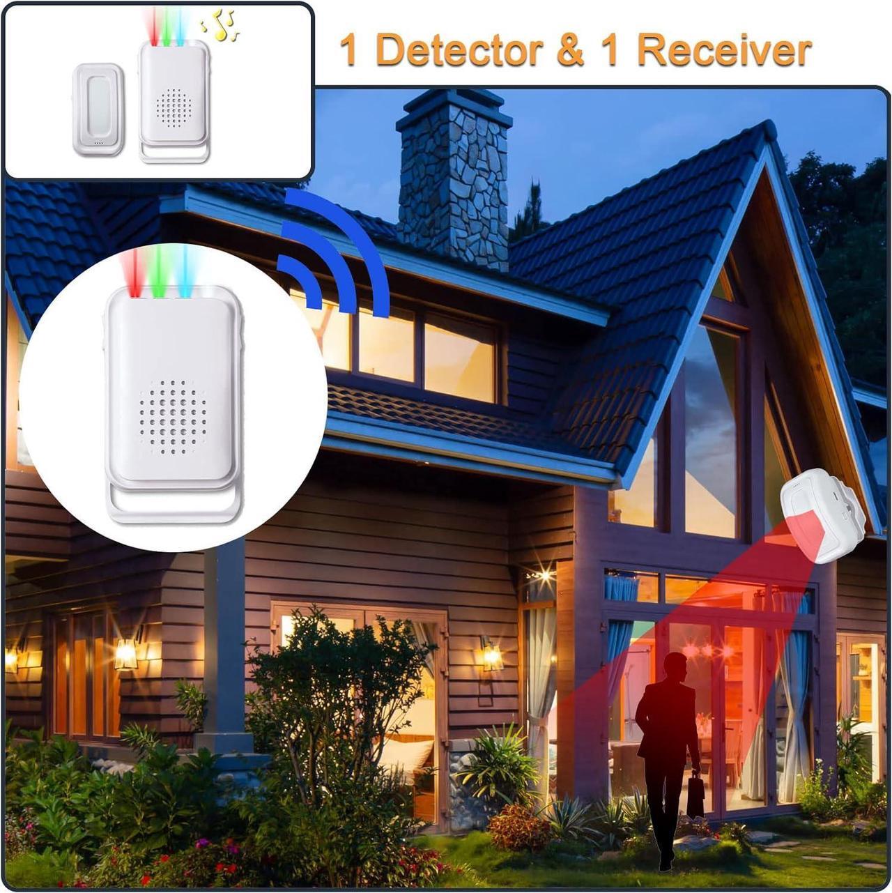 Alt view image 6 of 7 - BONAEVER Motion Sensor Detector Door Chime for Business Store Entry Alert, Welcome Buzzer Monitor Doorbell Alarm for Home Elderly, LED Indicators & Vibration (1 Sensor & 1 Receiver)