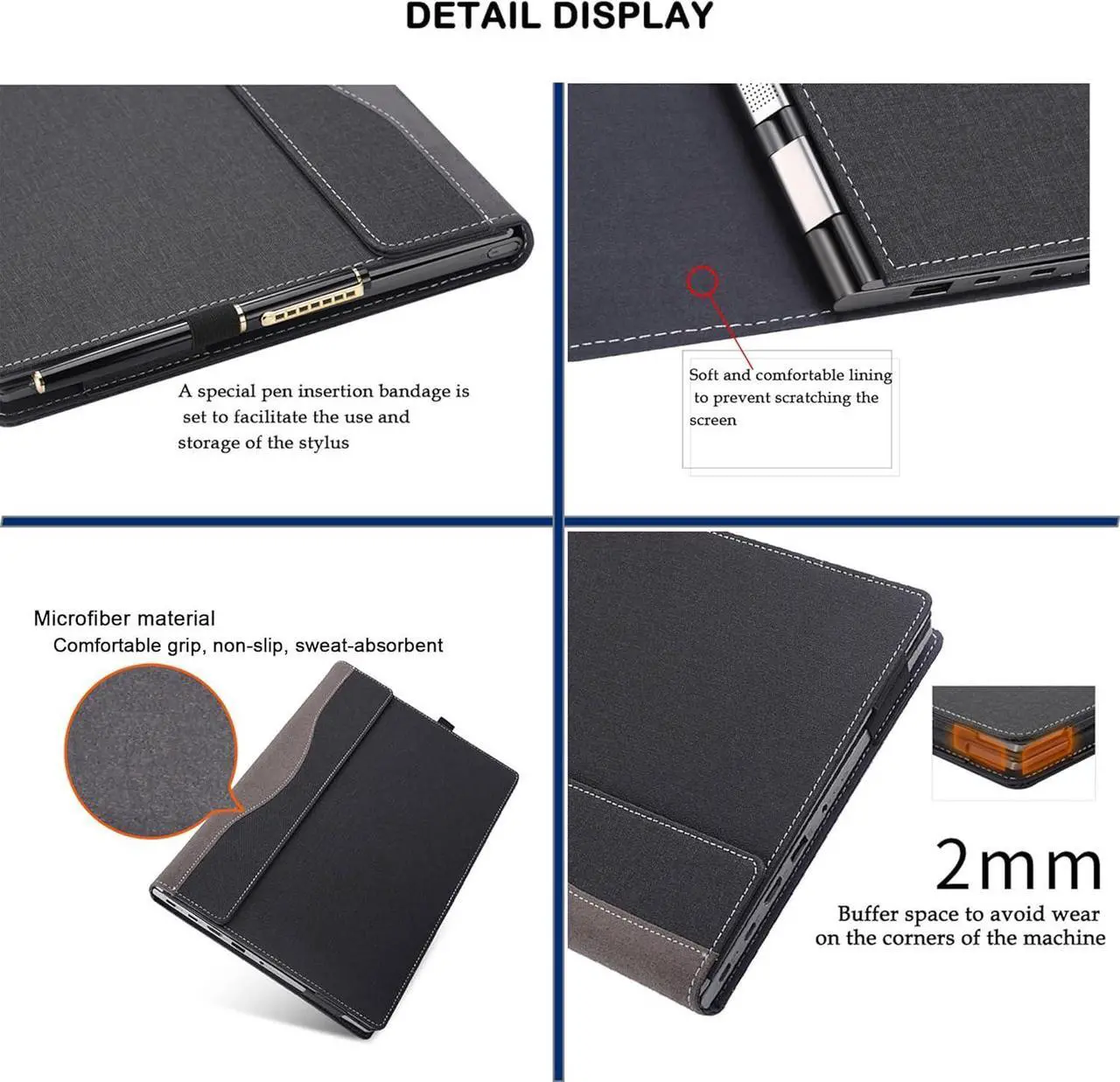 Alt view image 7 of 7 - BONAEVER Laptop Cover Case for 15.6 inch HP Probook 450 G8 G9 G10 & HP Probook 455 G8 G9 G10 & HP ProBook 650 G8 Sleeve, Separable PU Leather Protective Sleeve Accessories with Pencil Holder Blue