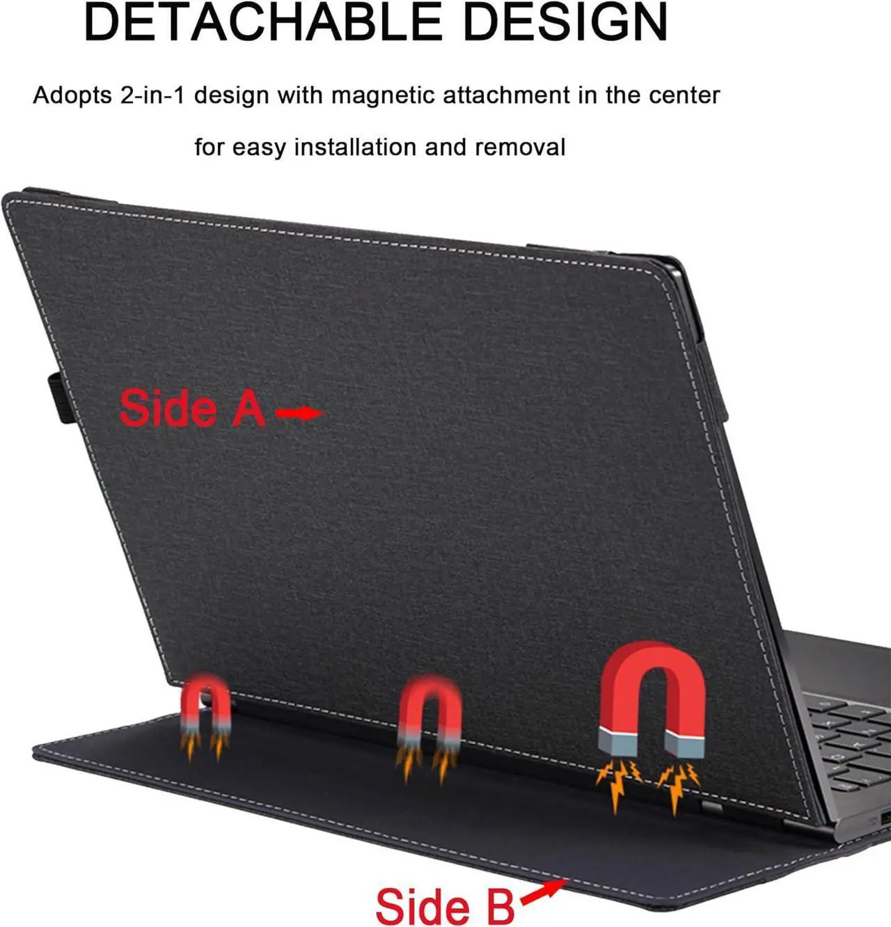 Alt view image 6 of 7 - BONAEVER Laptop Cover Case for 15.6 inch HP Probook 450 G8 G9 G10 & HP Probook 455 G8 G9 G10 & HP ProBook 650 G8 Sleeve, Separable PU Leather Protective Sleeve Accessories with Pencil Holder Blue