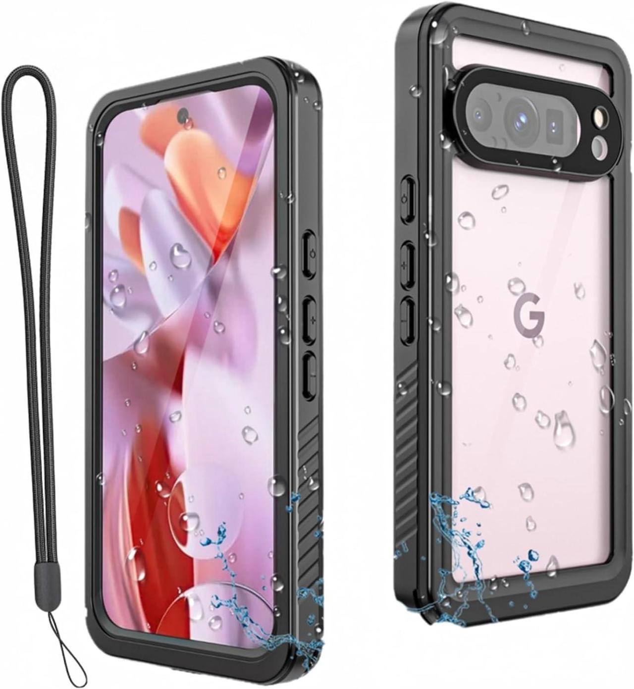 BONAEVER Pixel 9 Pro Waterproof Case, Shockproof Protection Phone Cover for Google Pixel 9 Pro, Full Coverage with Screen Protector, Wireless Charging Compatible, Slim Design, Black