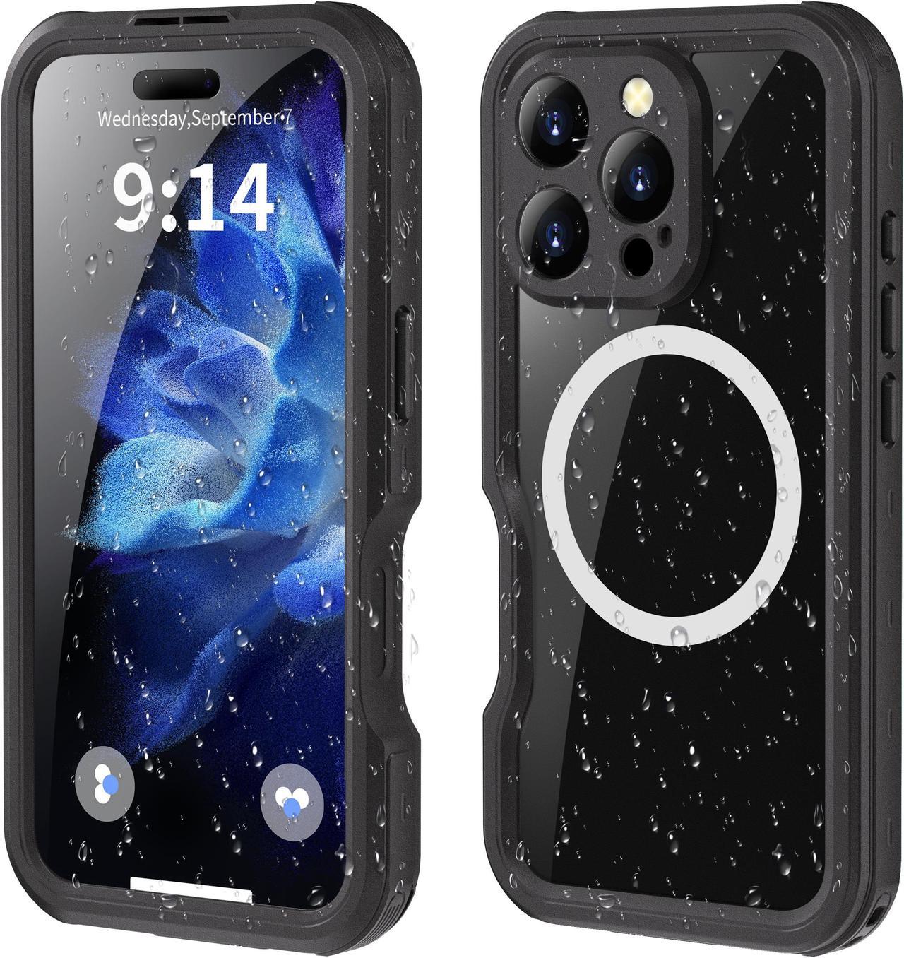 BONAEVER Magnetic Waterproof Case for iPhone 16 Pro, Built-in Screen Protector[IP68 Underwater][Upgrade Military Dropproof][Compatible with MagSafe] Full Body Shockproof Translucent Phone Cover