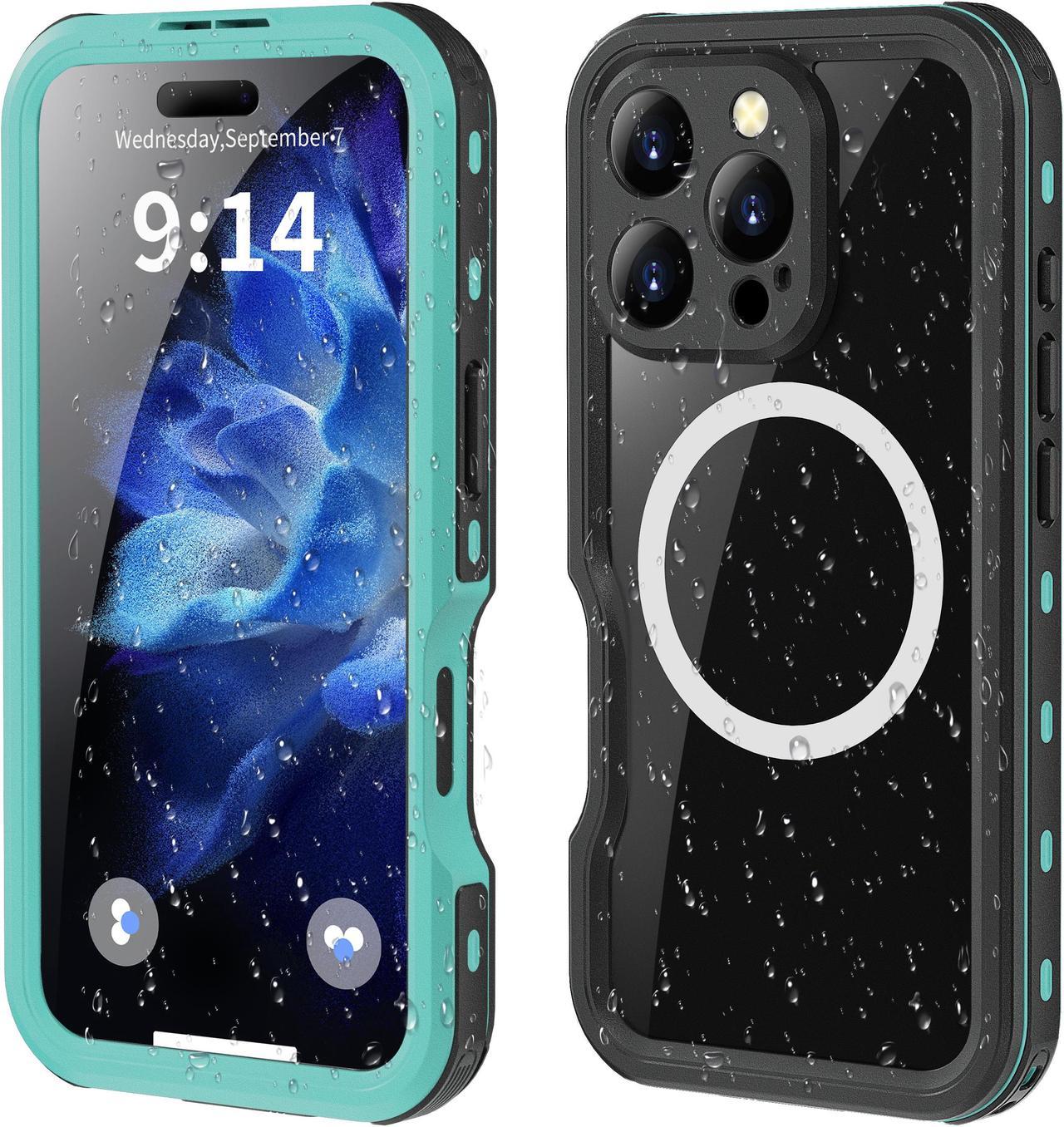 BONAEVER Magnetic Waterproof Case for iPhone 16 Pro, Built-in Screen Protector[IP68 Underwater][Upgrade Military Dropproof][Compatible with MagSafe] Full Body Shockproof Translucent Phone Cover Blue