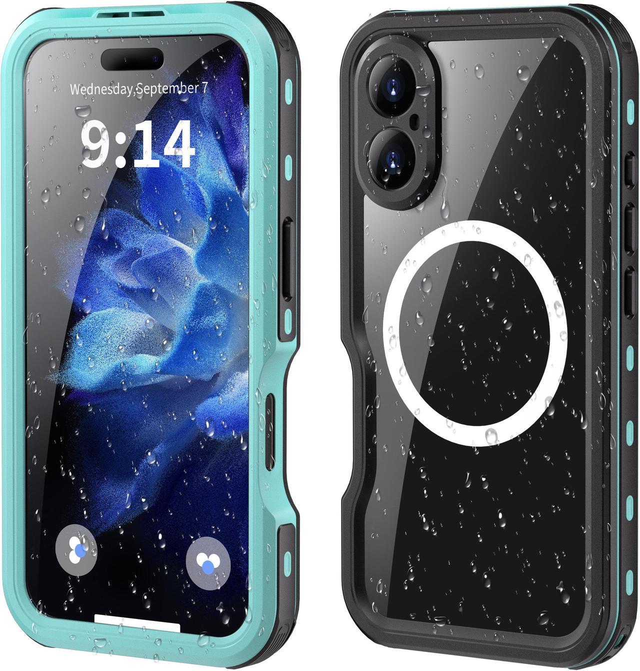 BONAEVER Magnetic Waterproof Case for iPhone 16, Built-in Screen Protector[IP68 Underwater][Upgrade Military Dropproof][Compatible with MagSafe] Full Body Shockproof Translucent Phone Cover Blue