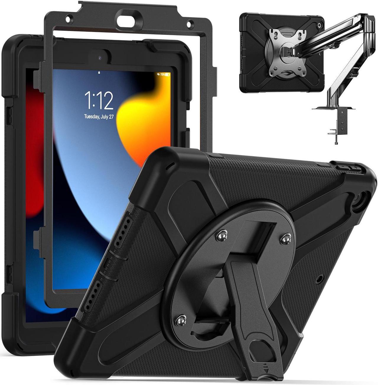 BONAEVER Case for iPad 9th 8th 7th Generation 10.2 inch 2021 2020 2019 Shockproof Cover with Stand & Shoulder Strap & Pencil Holder & VESA Mounting Holes 75mm * 75mm