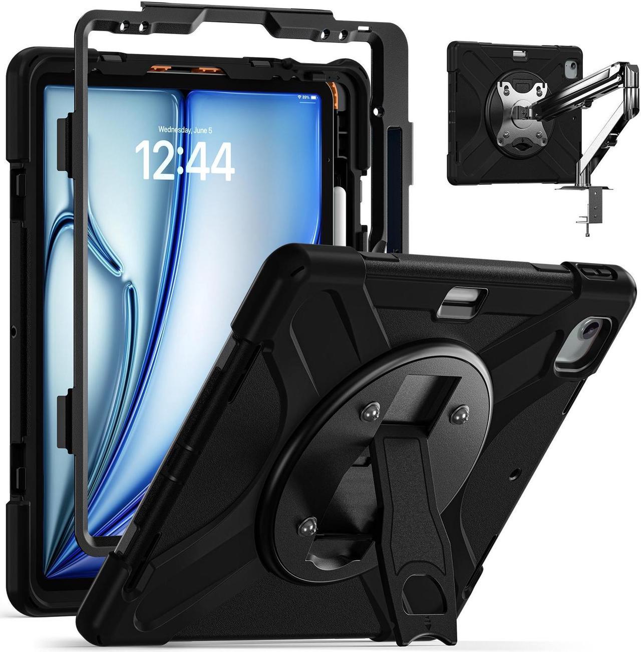 BONAEVER Case for iPad Air 13 inch M2 2024, iPad Pro 12.9 inch 6th 5th 4th 3rd Gen Shockproof Cover with Stand & Pencil Holder & VESA Mounting Holes 75mm * 75mm