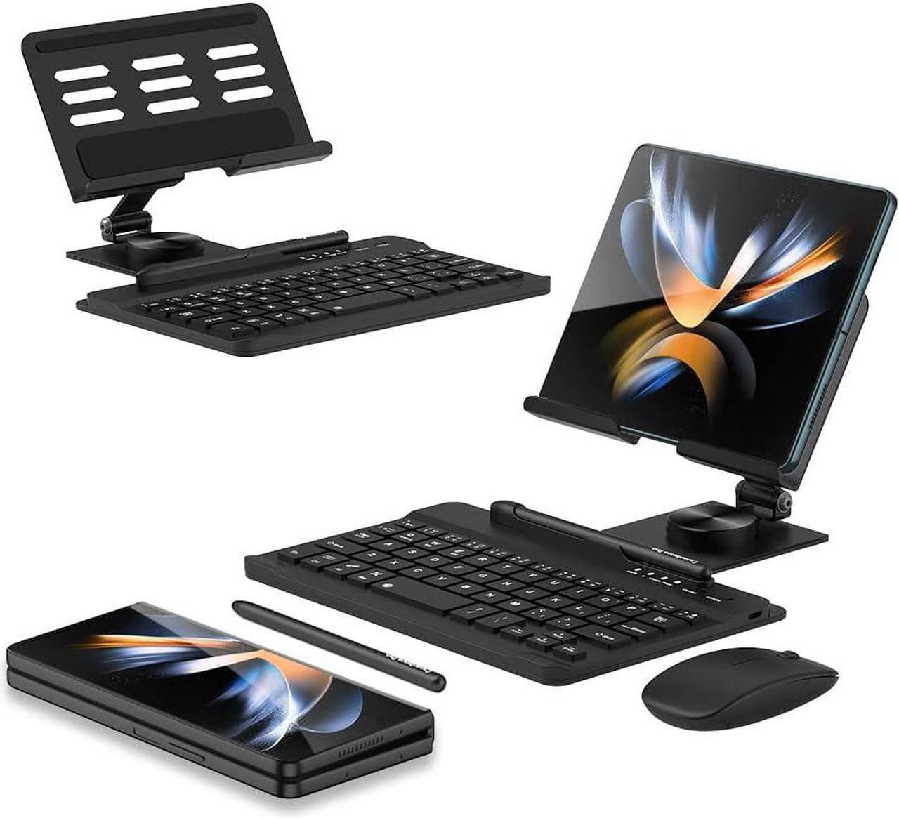 BONAEVER for Samsung Galaxy Z Fold 6/5/4/3/2 Adjustable Stand for Desk, Fully Foldable & Portable Z Fold 6 Stand, Office Mobile Phone Stand Holder with Capacitor Pen and Bluetooth Mouse & Keyboard Set