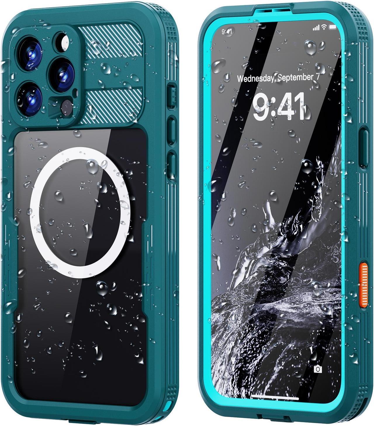 BONAEVER for iPhone 16 Pro Max Waterproof Case Compatible with MagSafe, Magnetic Waterproof Full Body IP68 Underwater Case Built-in Screen Protector Dropproof Dustproof Shockproof Cover Blue