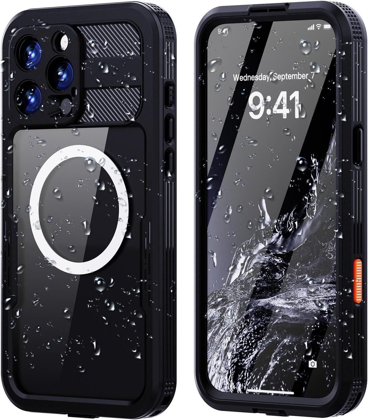 BONAEVER for iPhone 16 Pro Waterproof Case Compatible with MagSafe, Magnetic Waterproof Full Body IP68 Underwater Case Built-in Screen Protector Dropproof Dustproof Shockproof Cover