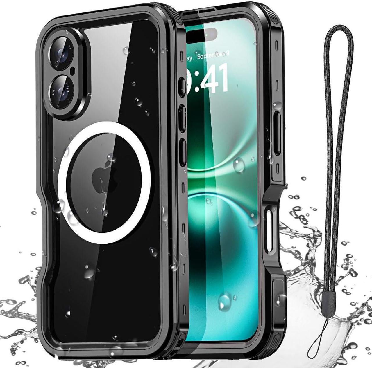 BONAEVER Waterproof Case for iPhone 16 6.1 inch with MagSafe Snowproof,Dustproof and Shockproof, IP68 Certified Full Body Protection Fully Sealed Underwater Cover for iPhone 16 6.1"