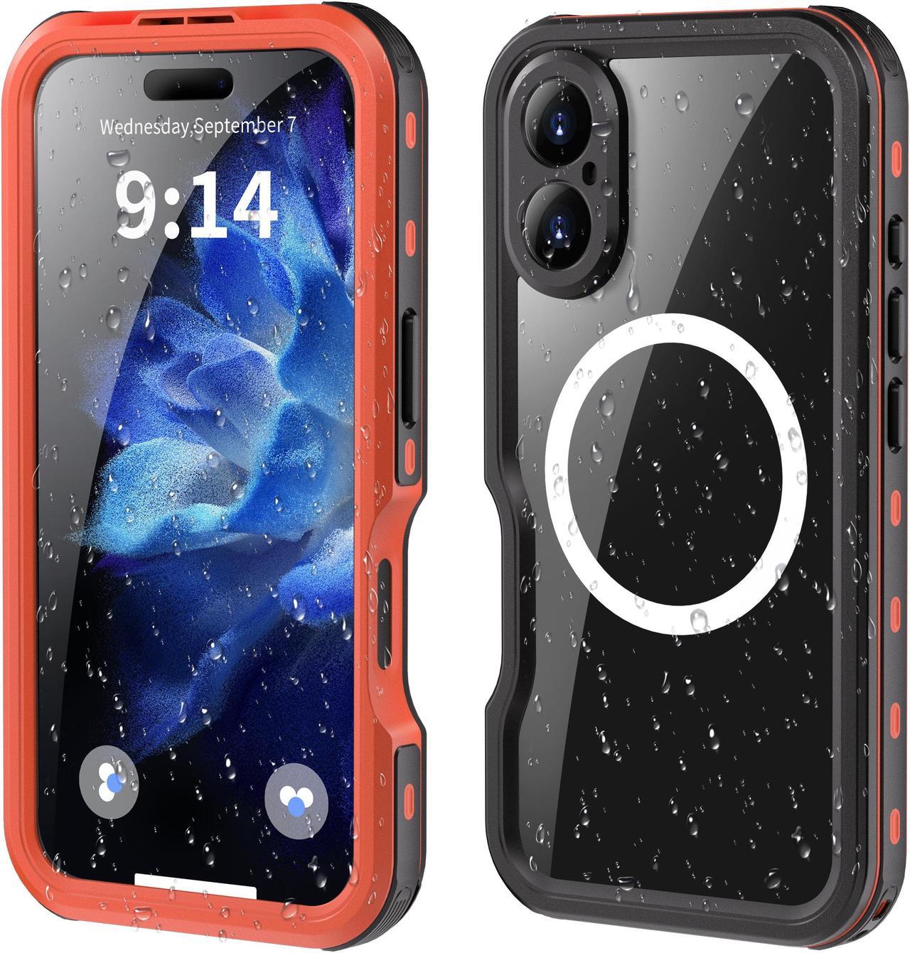 BONAEVER Waterproof Case for iPhone 16 6.1 inch with MagSafe Snowproof,Dustproof and Shockproof, IP68 Certified Full Body Protection Fully Sealed Underwater Cover for iPhone 16 6.1" Red