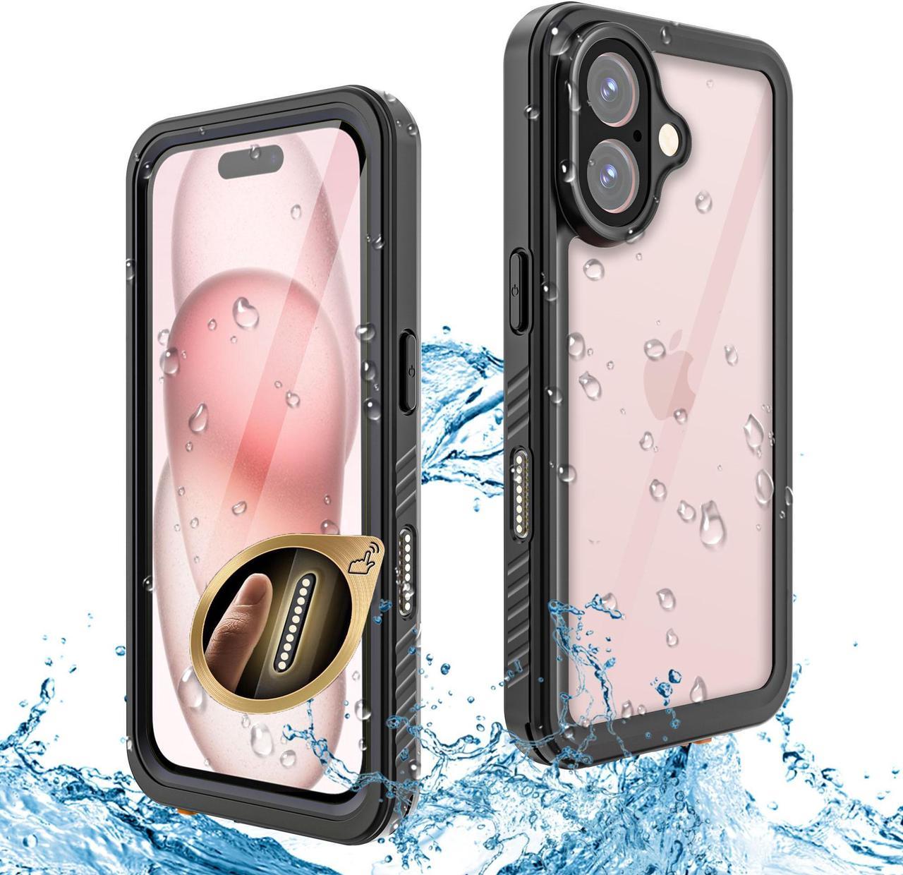 BONAEVER for iPhone 16 Case Waterproof with Camera Control Capture Button, IP68 Underwater, Full Heavy Duty Protection, Built-in Screen Protector, Shockproof Dropproof Phone Cover, Black