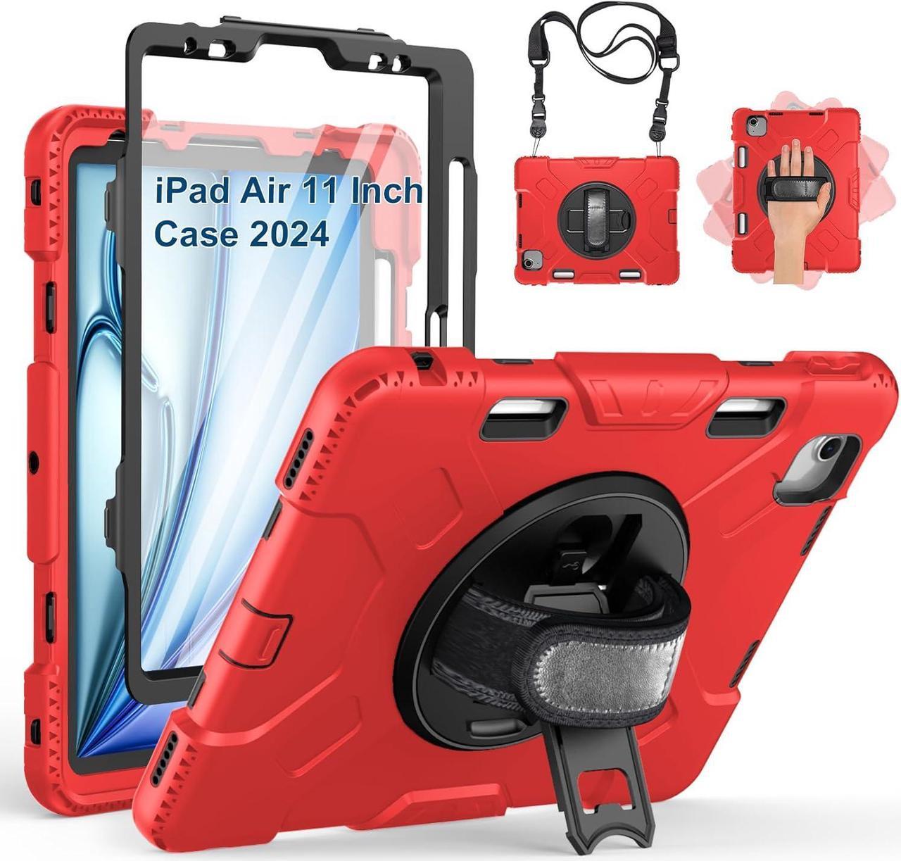 BONAEVER Case for iPad Air 11 Inch M2 2024 (6th Gen), iPad Pro 11 4th/3rd/2nd/1st Gen, iPad Air 5th 4th 10.9 inch 2022 2020 with Screen Protector/Pencil Holder/Rotating Stand/Hand Strap/Shoulder Strap