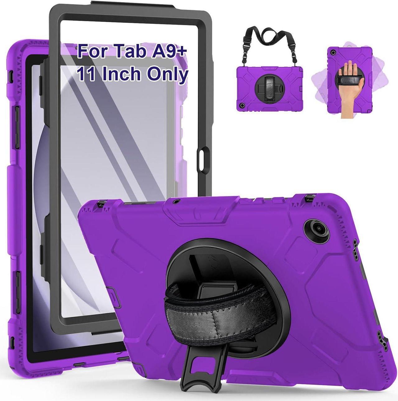 BONAEVER Case for Samsung Galaxy Tab A9+ / A9 Plus 11 inch 2023 Shockproof Cover with Screen Protector/Hand Strap/Shoulder Strap/Pen Holder for Galaxy A9 Plus 11" Tablet 2023 SM-X210/X216/X218 Purple