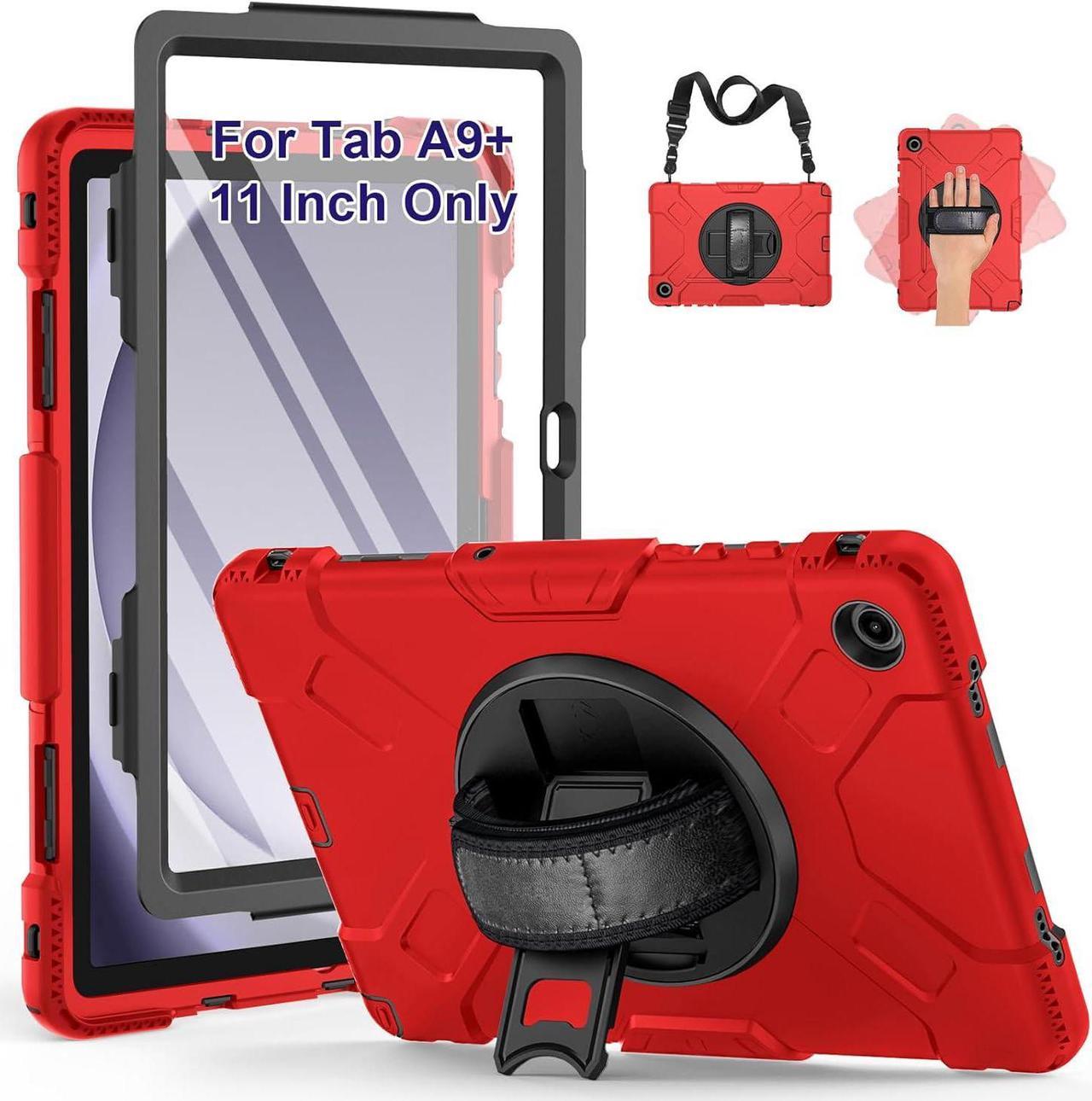 BONAEVER Case for Samsung Galaxy Tab A9+ / A9 Plus 11 inch 2023 Shockproof Cover with Screen Protector/Hand Strap/Shoulder Strap/Pen Holder for Galaxy A9 Plus 11" Tablet 2023 SM-X210/X216/X218 Red