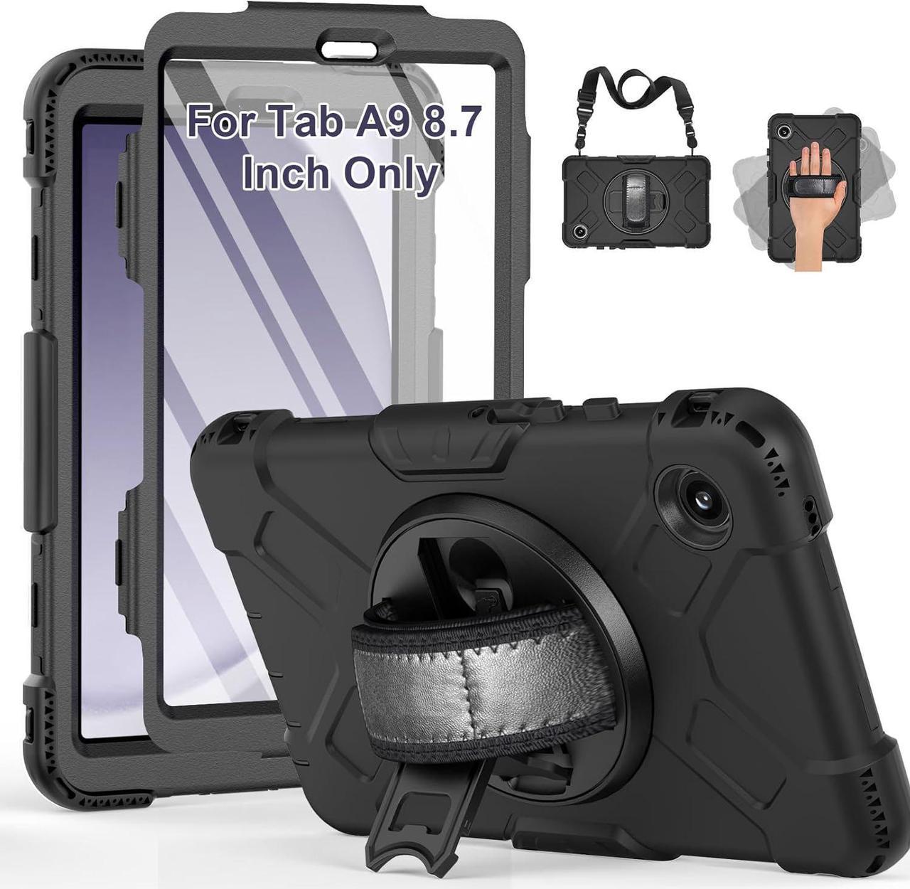 BONAEVER Case for Samsung Galaxy Tab A9 8.7 inch 2023 Shockproof Cover with Screen Protector/Hand Strap/Shoulder Strap/Pen Holder for Galaxy Tab A9 8.7" SM-X110/X115/X117